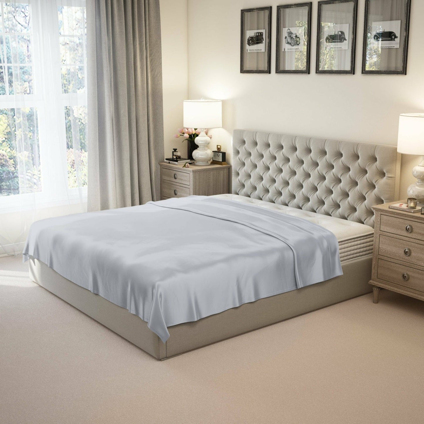 Mulberry Park Silks 22 Momme Silk Flat Sheets Main Silver Fine Linens