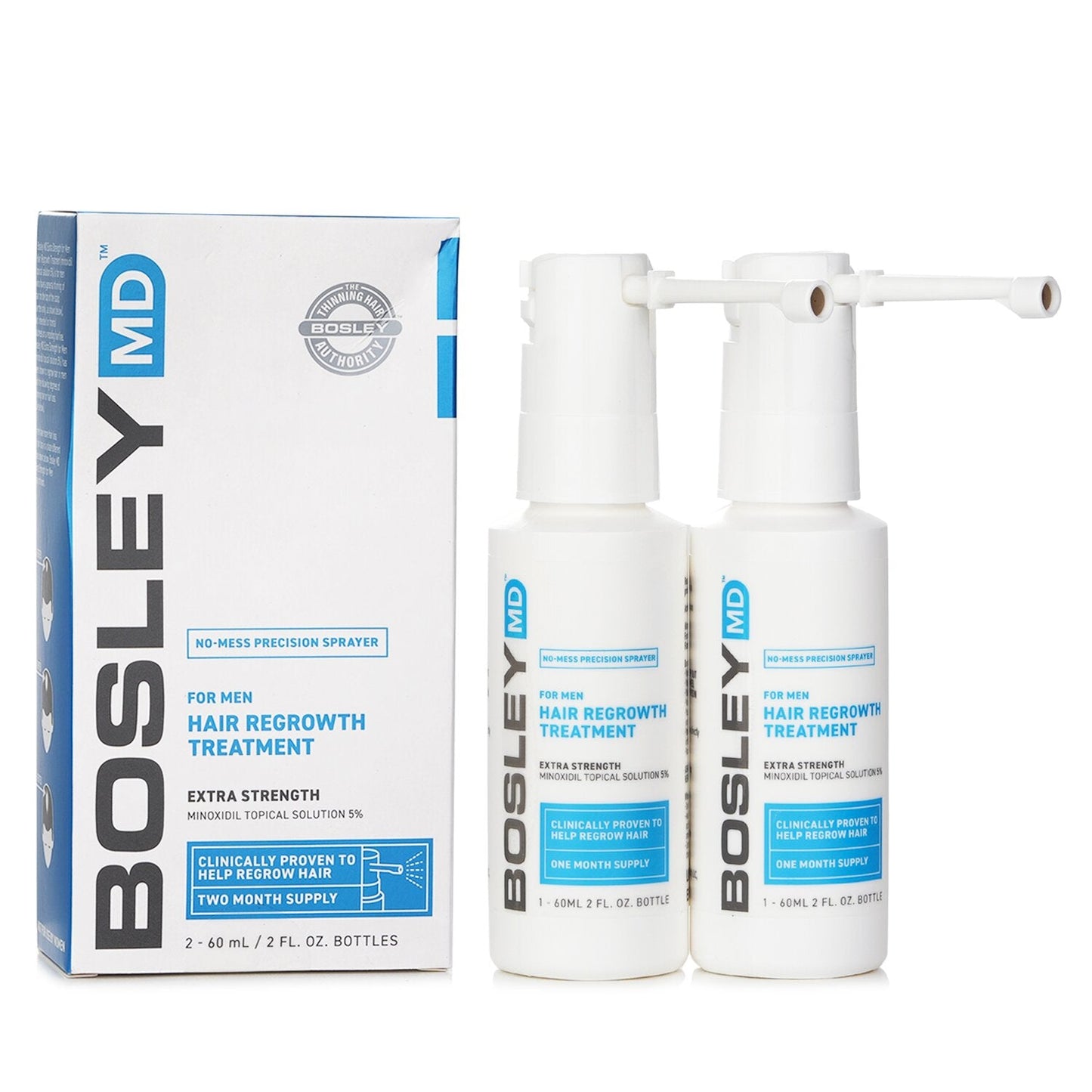 Bosley Men's Hair Re growth Treatment Spray (Minoxidil Topical Solution 5%) 60ml x 2