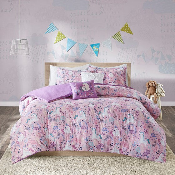 Kids Pink Unicorn Cotton Duvet Cover Set (2 Sizes)