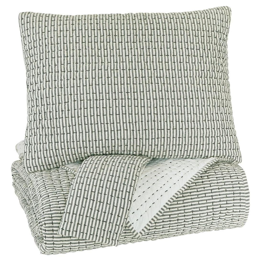 Doralia - White/charcoal - Queen Coverlet Set