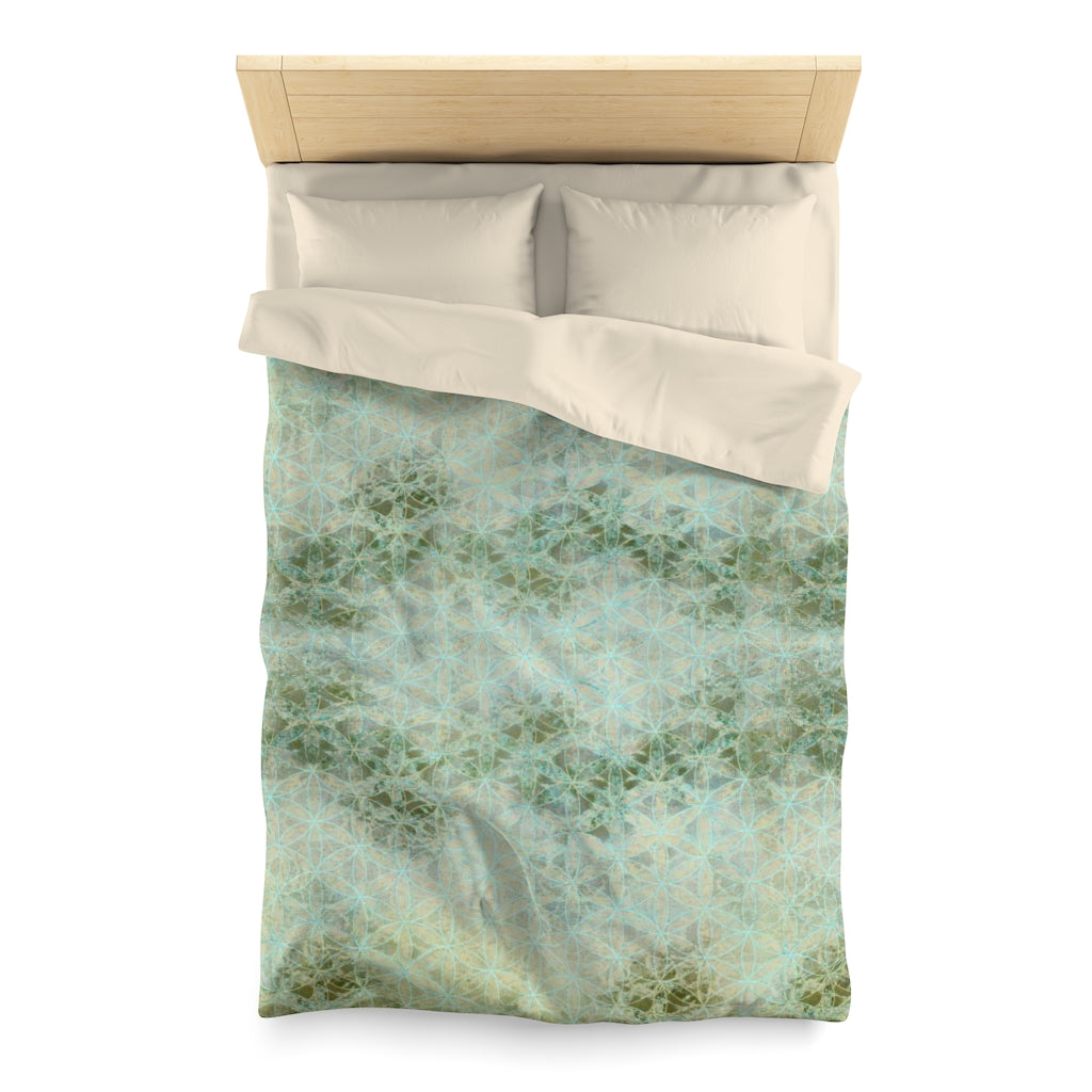 Flower Of Life Green Myst | Sacred Geometry Duvet Cover