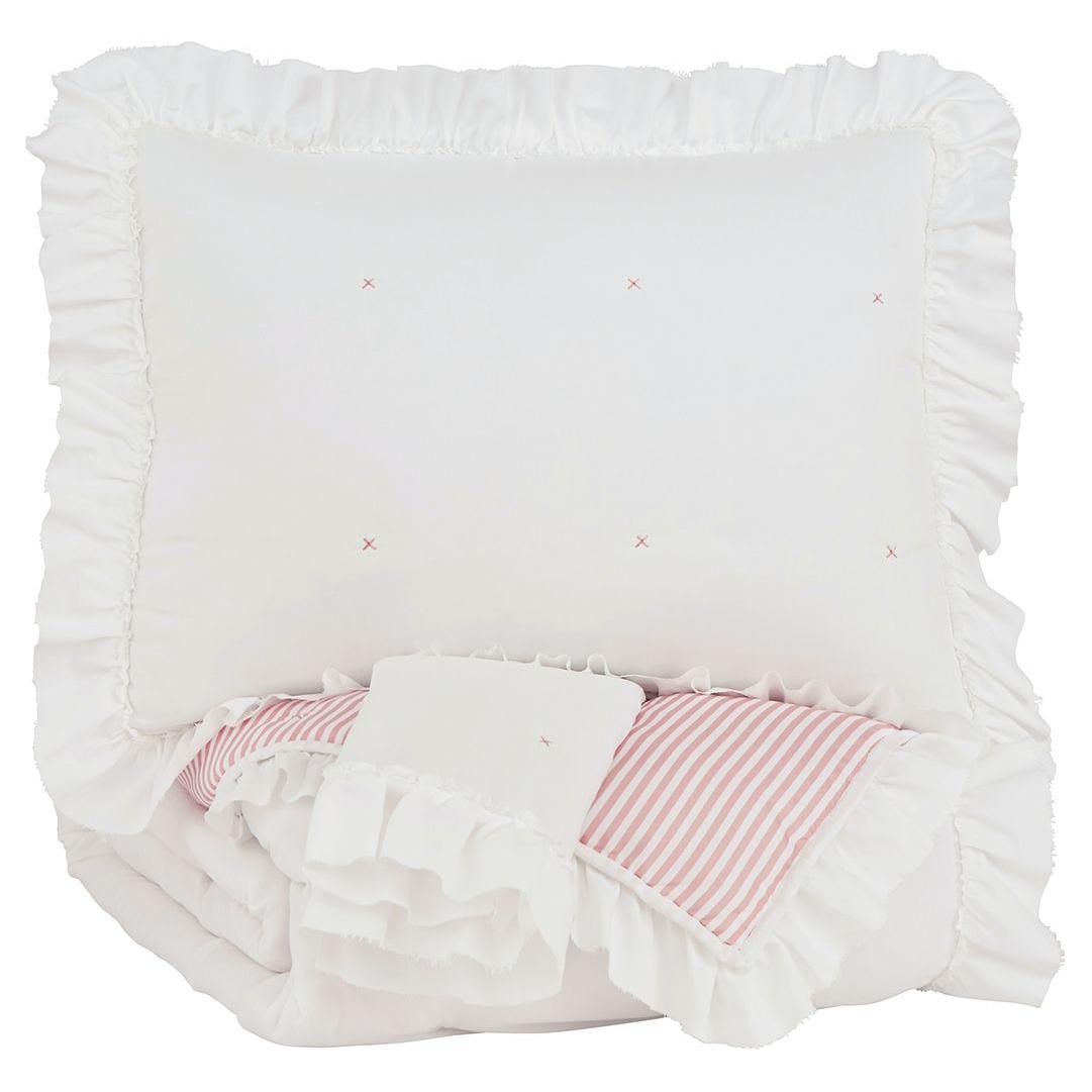 Jenalyn - White/light Pink - Full Comforter Set