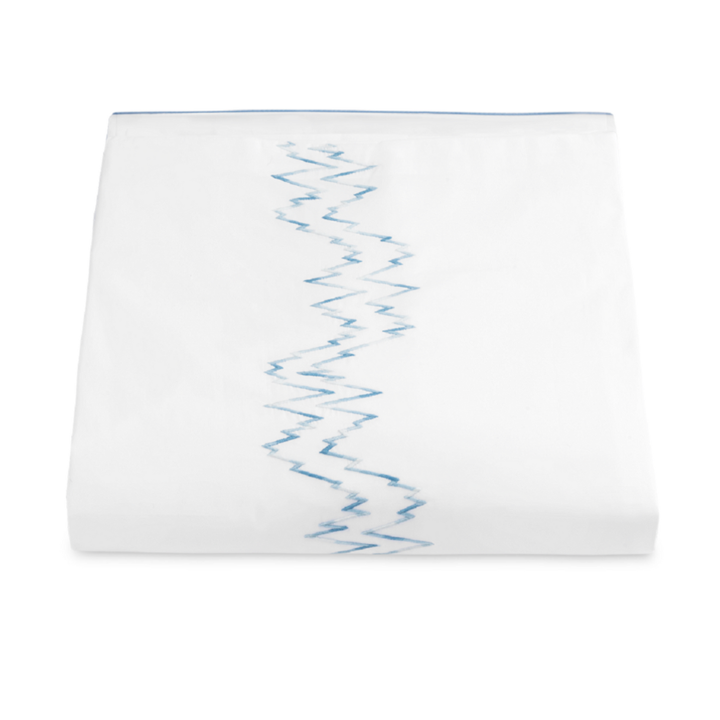 Folded Duvet Cover of Matouk Aries Bedding in Azure Color