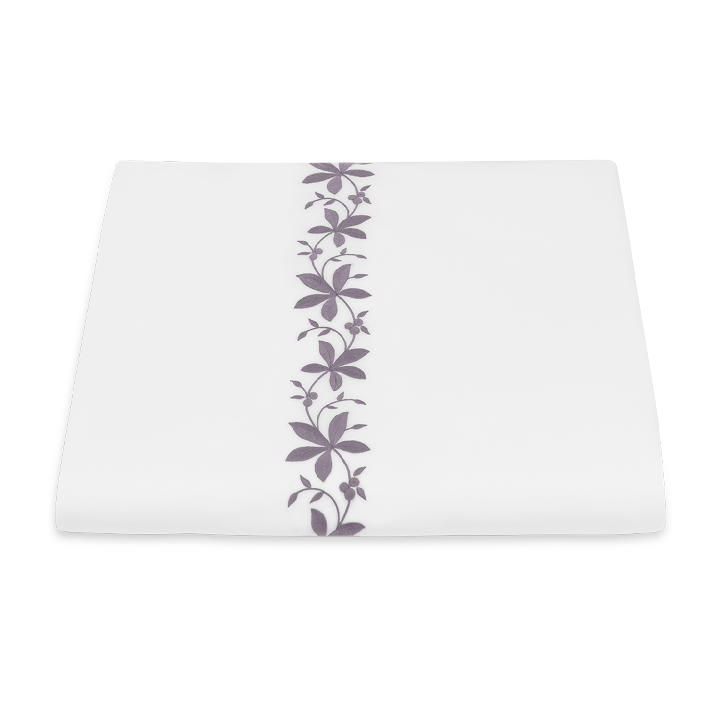 Folded Duvet Cover of Matouk Callista Bedding in Lilac Color