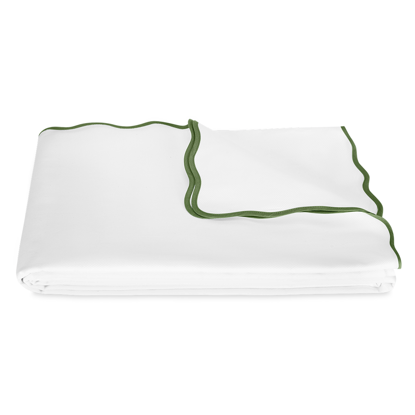 Folded Coverlet of Matouk Camilla Pique Bedding in Color Palm