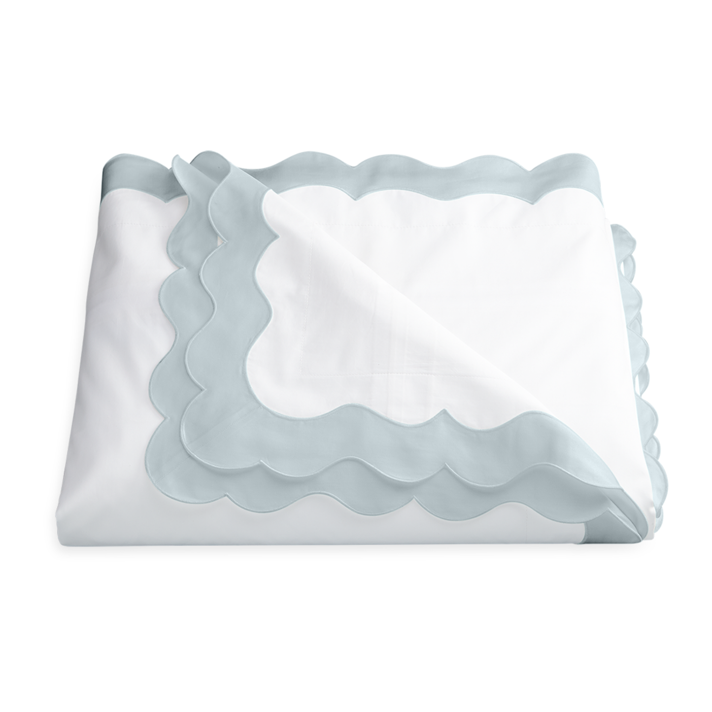 Folded Duvet Cover of Matouk Lorelei Bedding in Pool Color