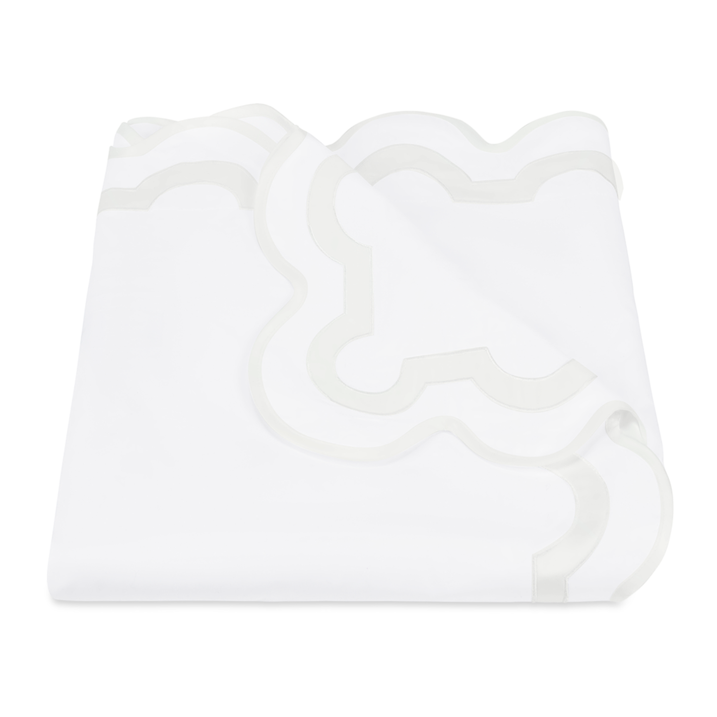 Folded Duvet Cover of Matouk Mirasol Collection in Bone Color