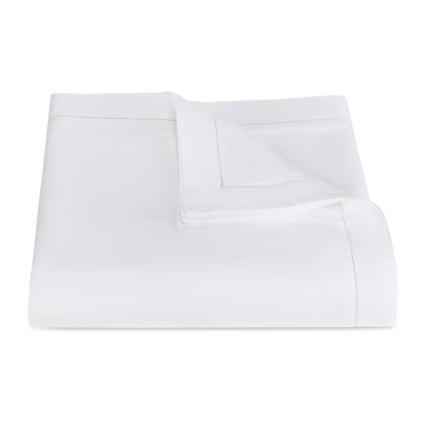 Folded Duvet Cover of Matouk Roman Hemstitch Bedding Color White