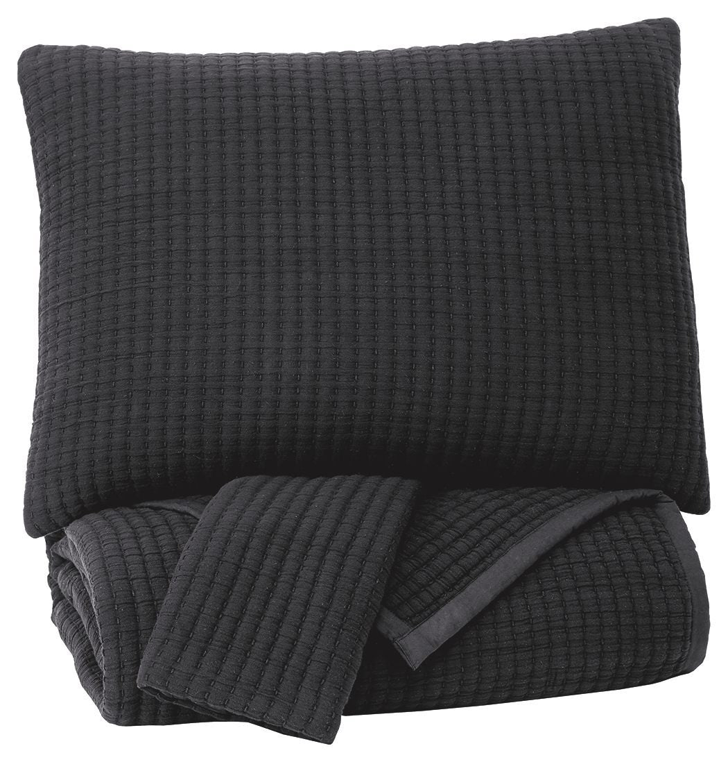 Thornam - Black - Queen Coverlet Set