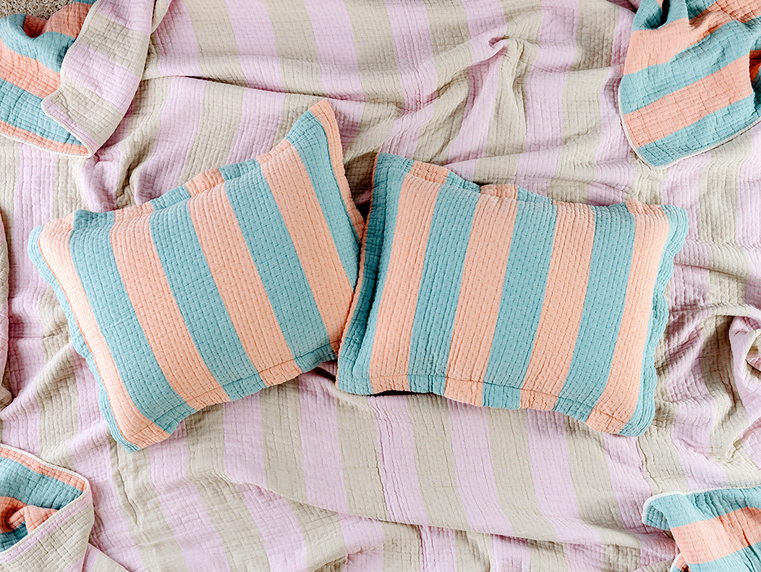 Dusen Dusen Warm Stripe Coverlet Set; Ever heard of a blanket being warm? Yeah, thought so. We actually invented that!
