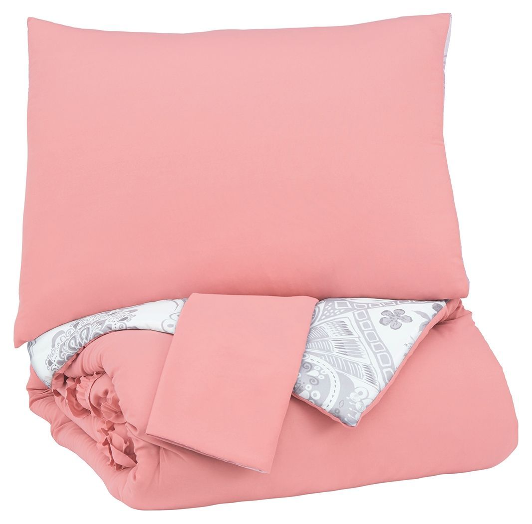 Avaleigh - Pink/white/gray - Full Comforter Set