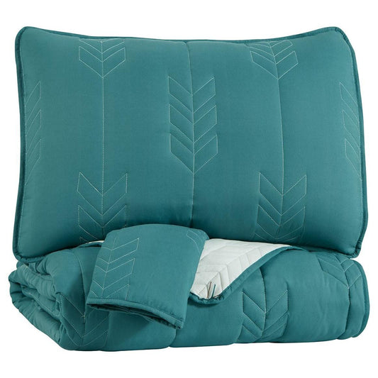 Averlett - Teal/white/gray - Full Quilt Set