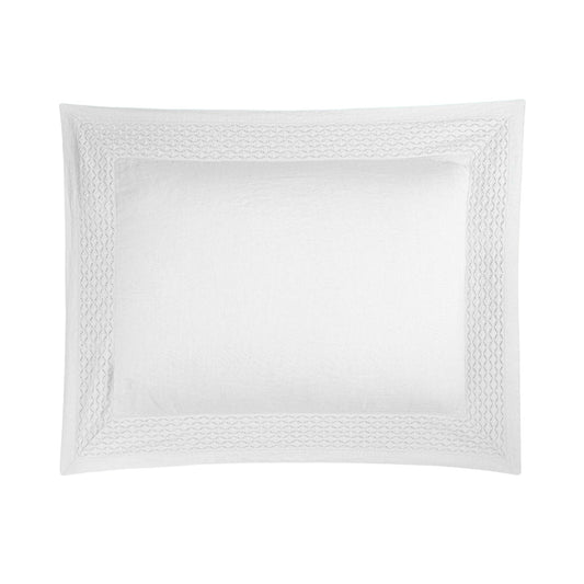 Silo of White BOVI Vintage Linen Bedding Standard Sham