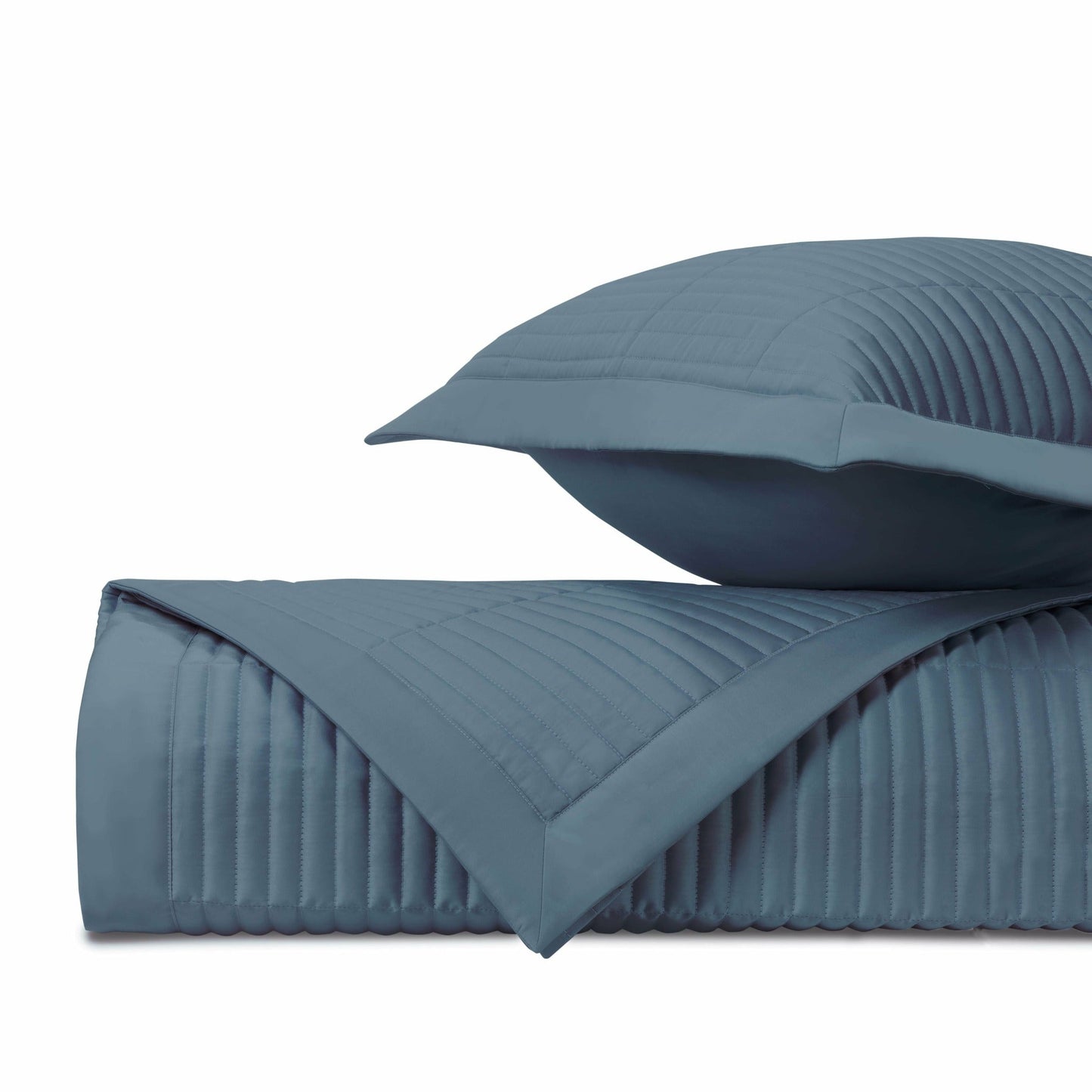 Home Treasures Channel Pattern Quilted Bedding Slate Blue Fine Linens