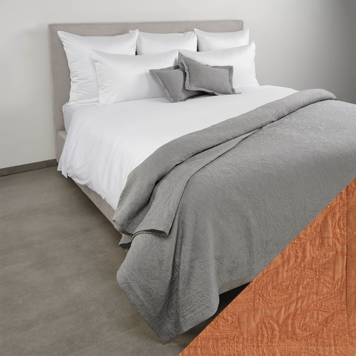 Celso de Lemos Braga Bedding Collection with Caramel Swatch