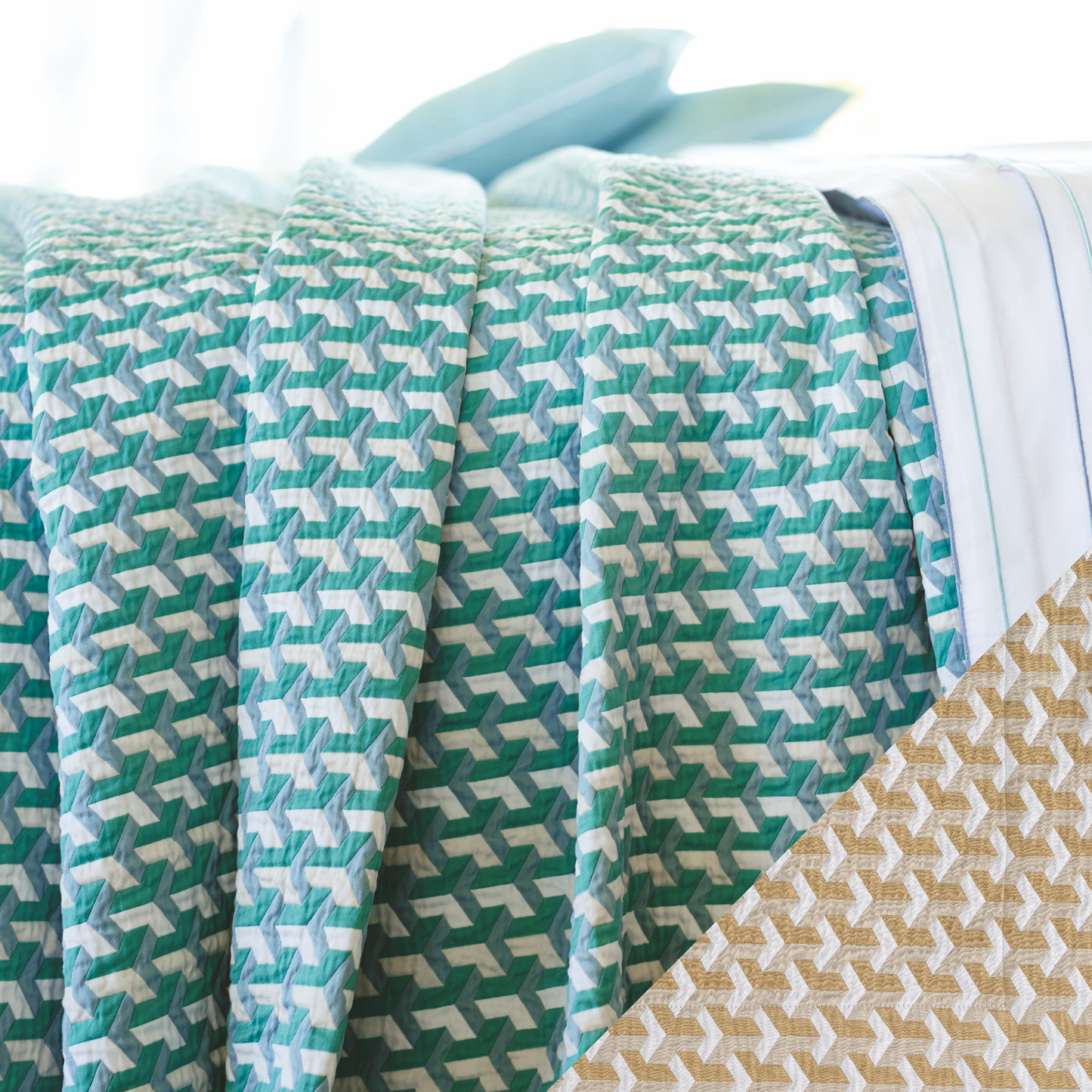 Fine Linen Detail of Celso de Lemos Tea Collection in Miel Color