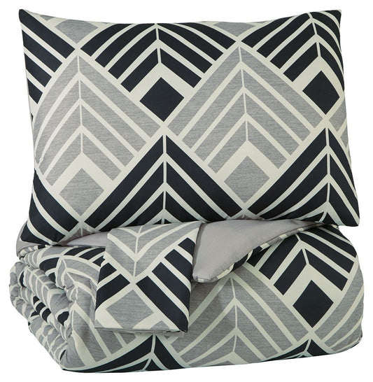 Ellowyn - Black/gray/bone - Queen Comforter Set