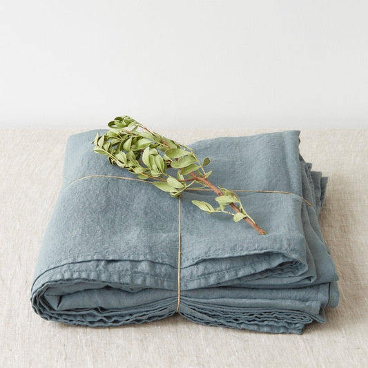 {Linen Tales} Linen Flat Sheet :: Queen (91x106) :: Blue Fog