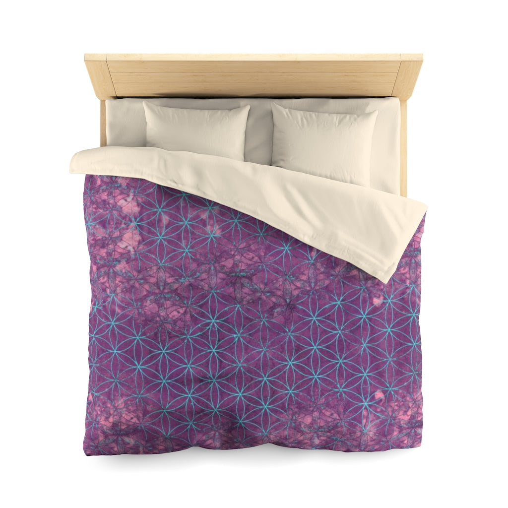 Flower Of Life Deep Purple | Sacred Geometry Microfiber Duvet Cover