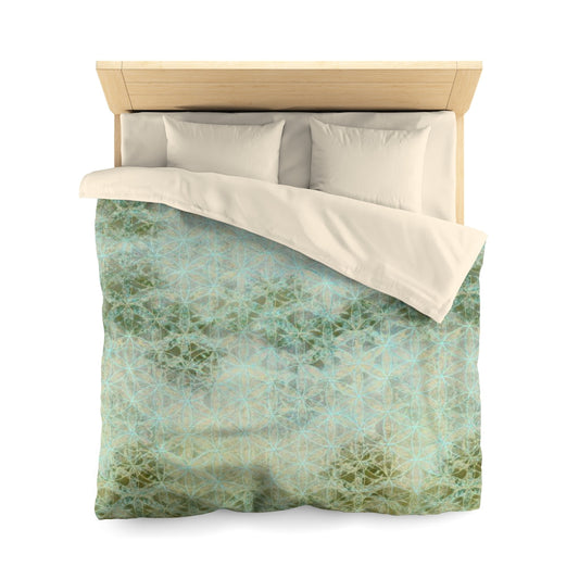 Flower Of Life Green Myst | Sacred Geometry Duvet Cover