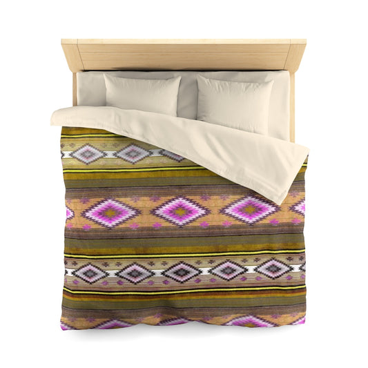 Funky Shaman Bright Sienna Pink - Faded texture | Native American Pattern Duvet Cover