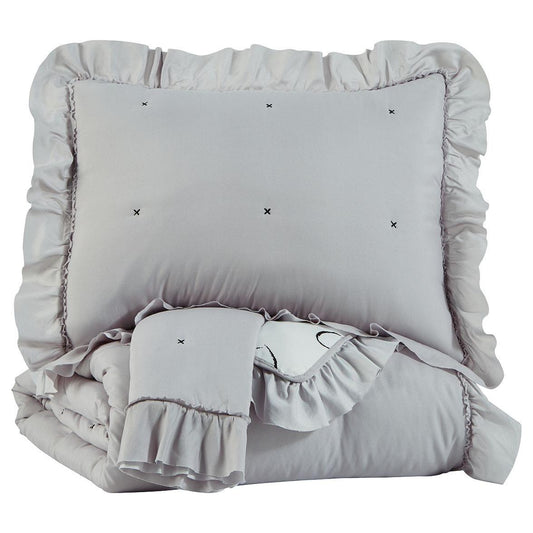Hartlen - Gray/white - Full Comforter Set