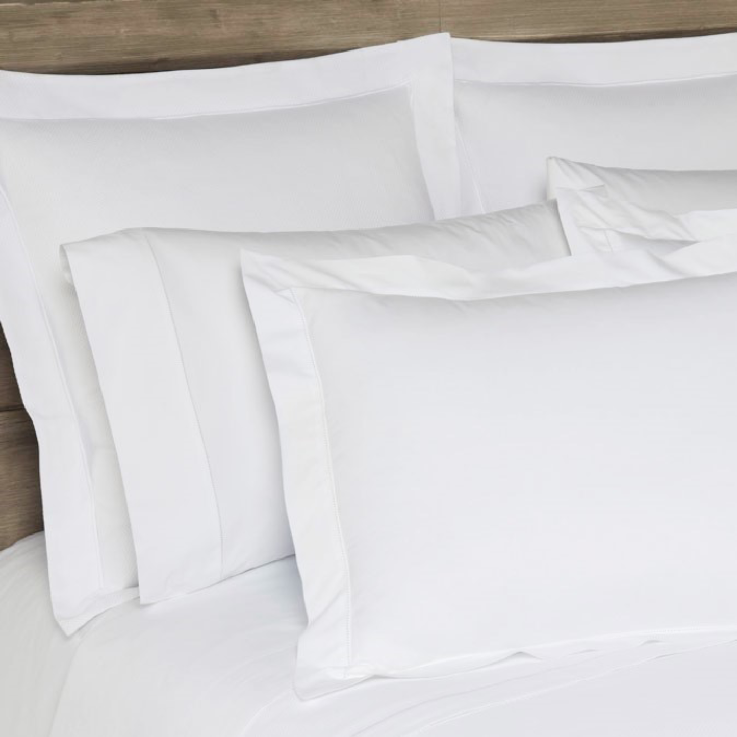 Closeup of Shams of Home Treasures Polycotton Bedding Collection in White Color