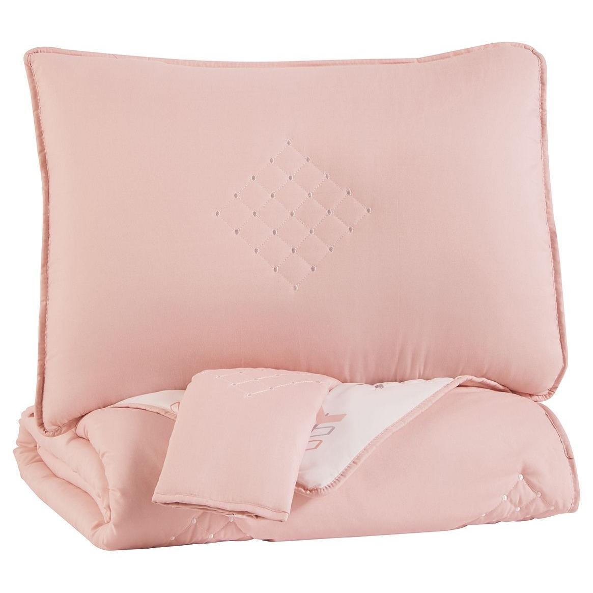 Lexann - Pink/white/gray - Full Comforter Set
