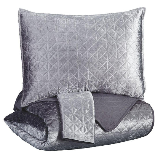 Maryam - Gray - King Coverlet Set