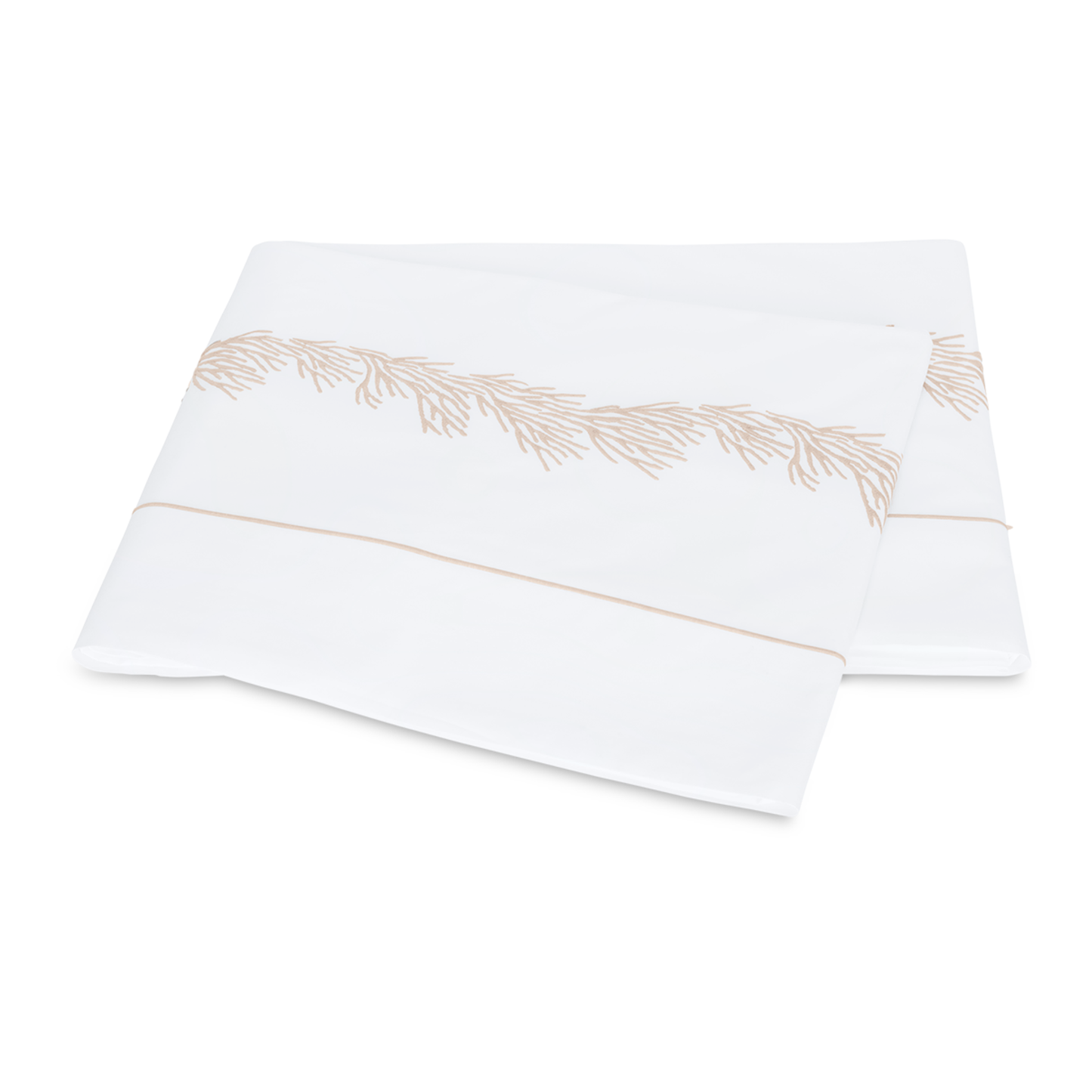 Folded Flat Sheet of Matouk Atoll Bedding Collection Dune Color