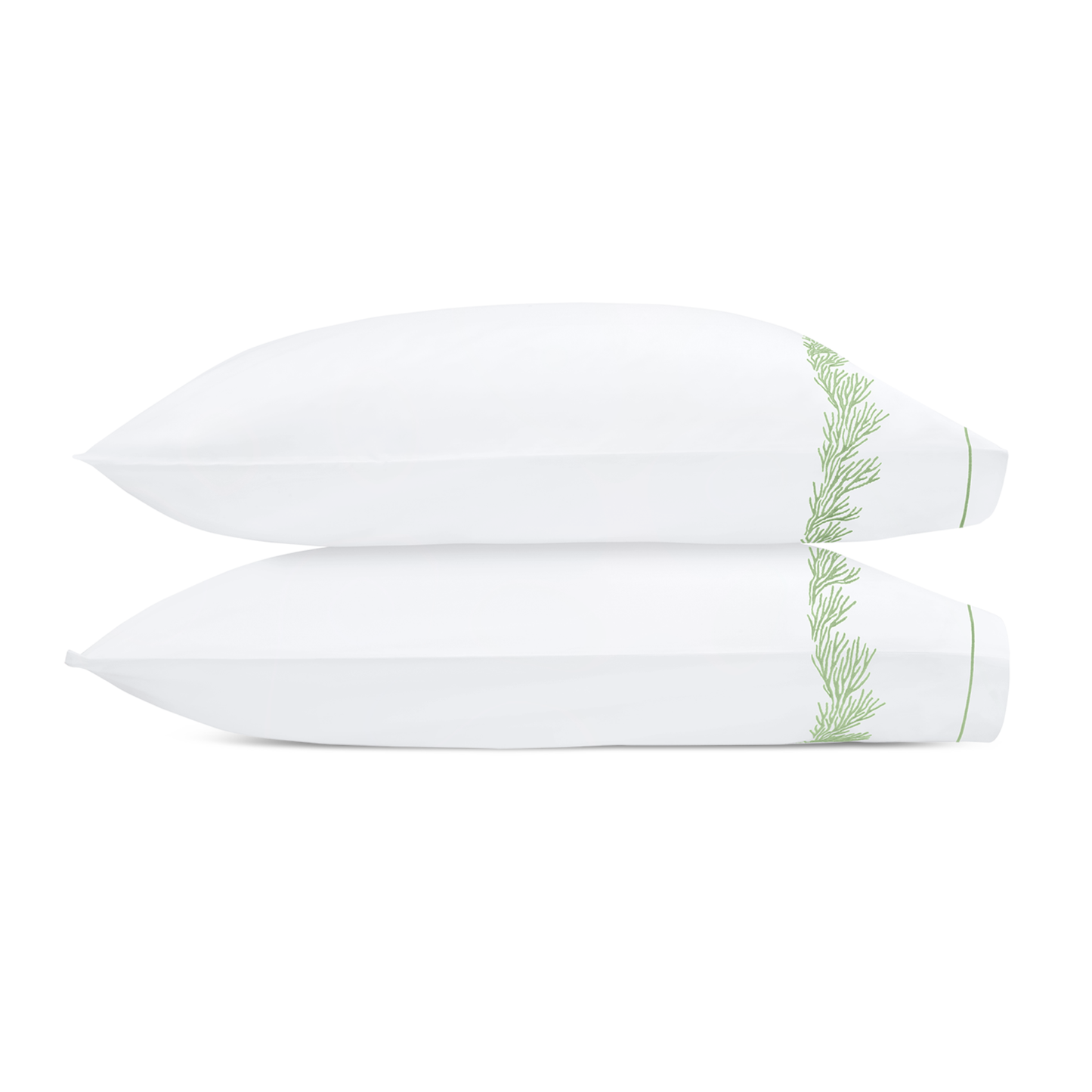 Pair of Pillowcases of Matouk Atoll Bedding Collection Grasshopper Color