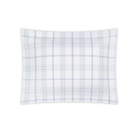 Matouk August Plaid Bedding Boudoir Sham Navy Fine Linens
