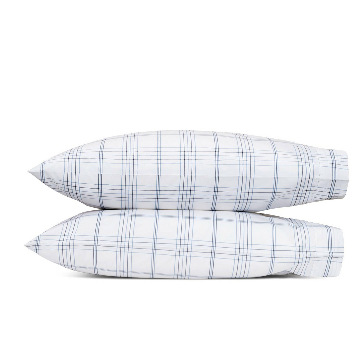 Matouk August Plaid Bedding Pillowcases Navy Fine Linens