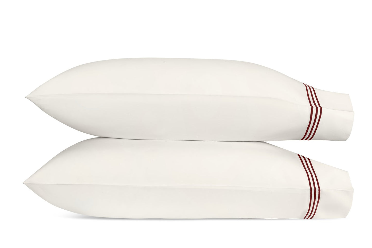 Matouk Bel Tempo Nocturne Bedding Pillowcases Ivory Red Fine Linens