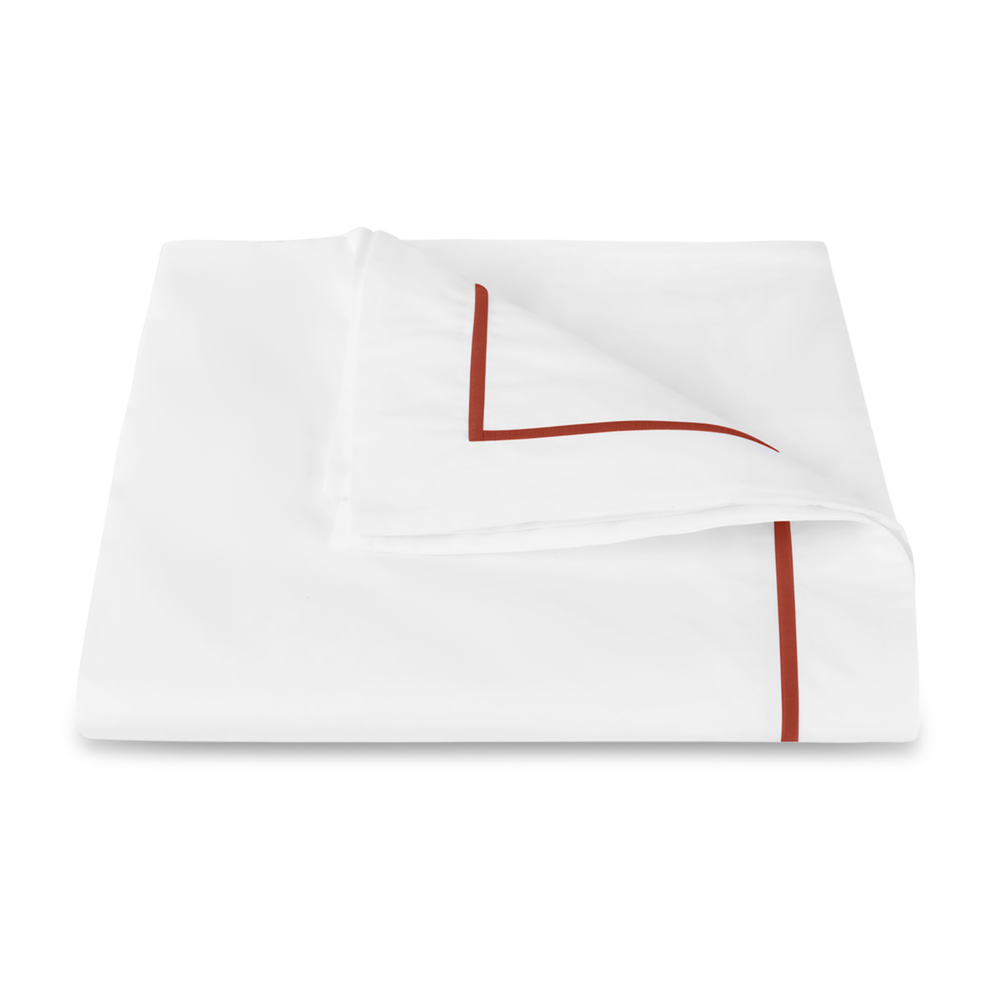 Matouk Bergamo Satin Stitch Bedding Duvet Cover Deep Coral