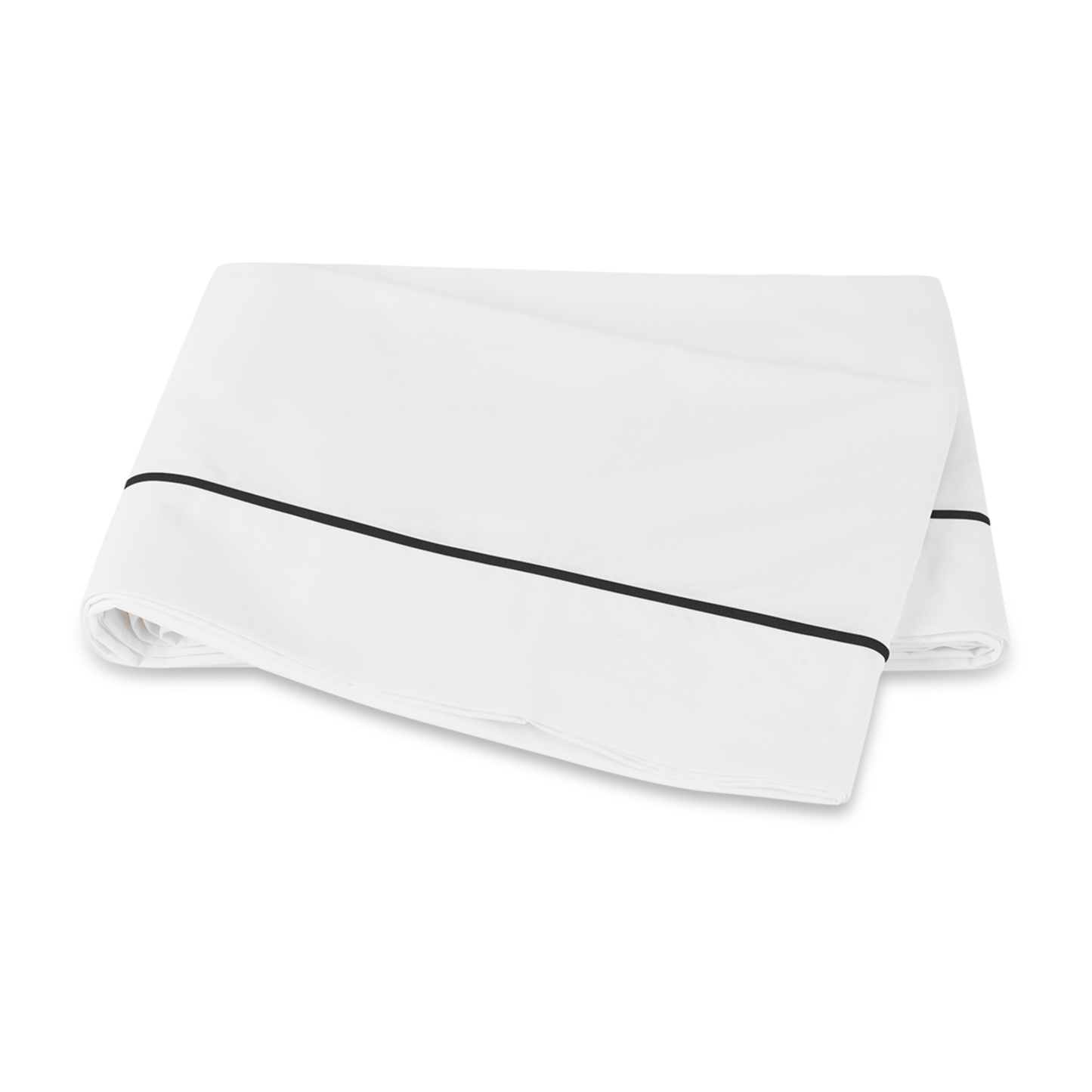 Matouk Bergamo Satin Stitch Bedding Flat Sheet Black