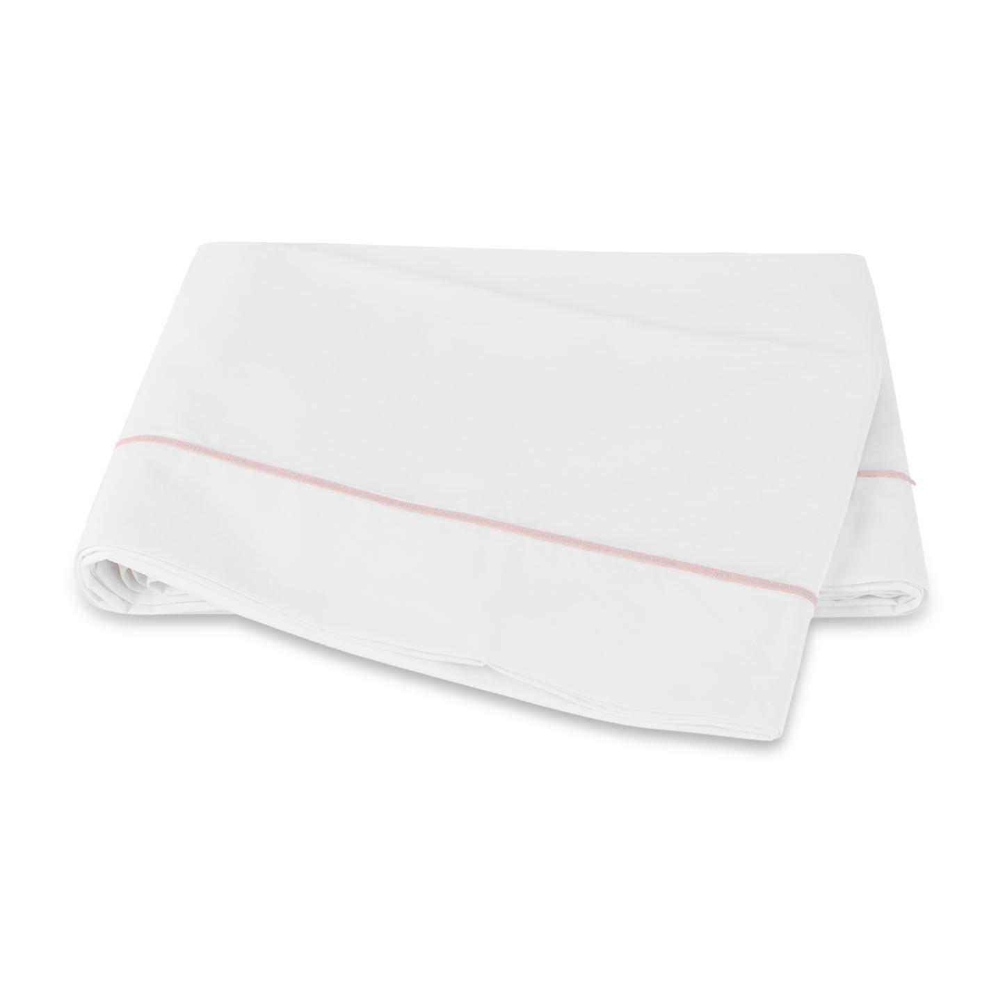 Matouk Bergamo Satin Stitch Bedding Flat Sheet Blush