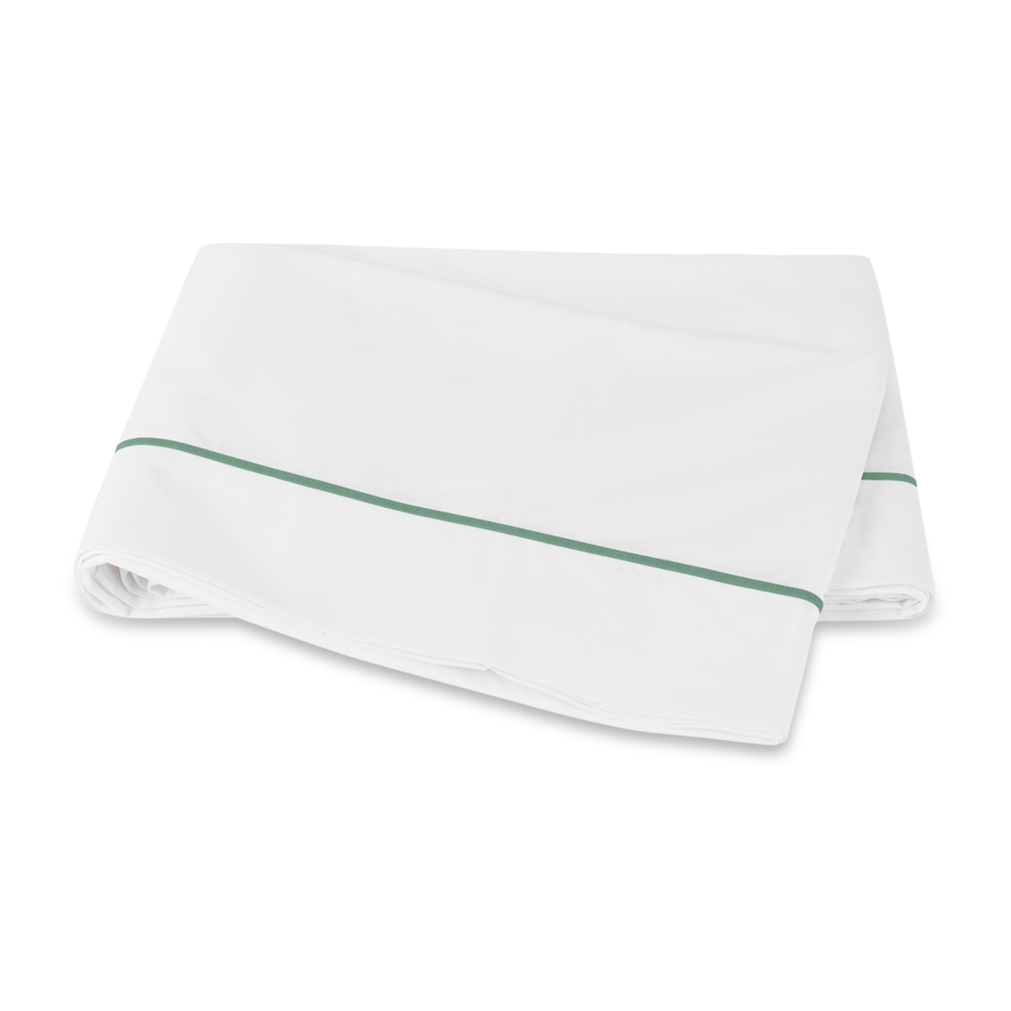 Matouk Bergamo Satin Stitch Bedding Flat Sheet Celadon