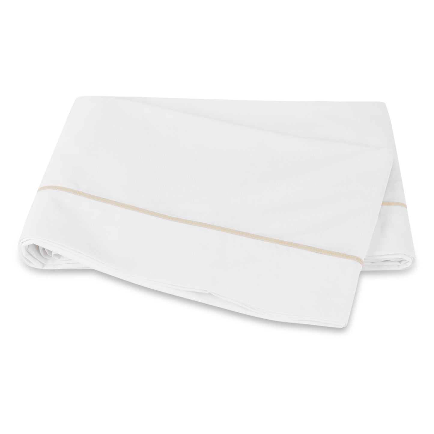 Matouk Bergamo Satin Stitch Bedding Flat Sheet Truffle Fine Linens