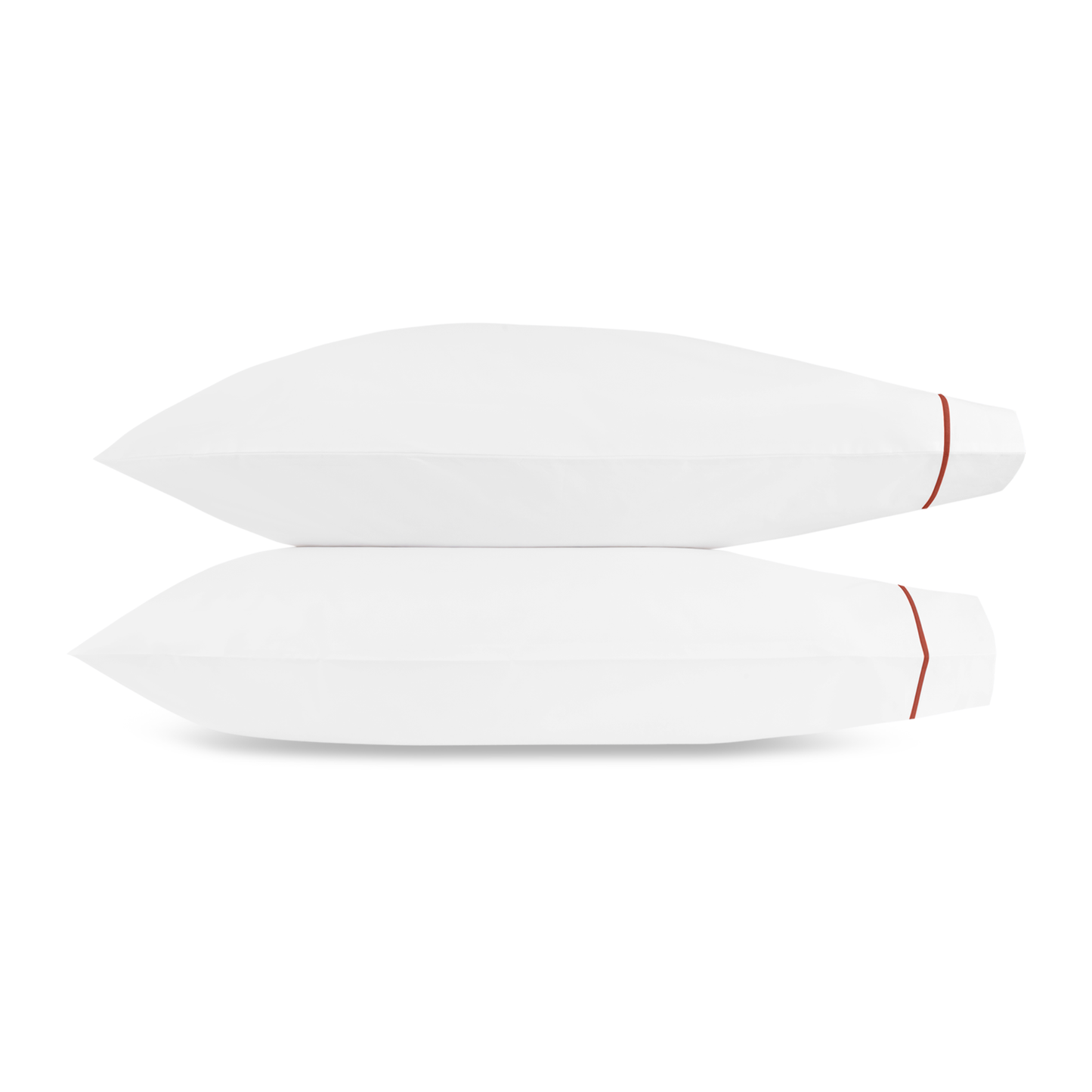 Matouk Bergamo Satin Stitch Bedding Pillowcases Deep Coral