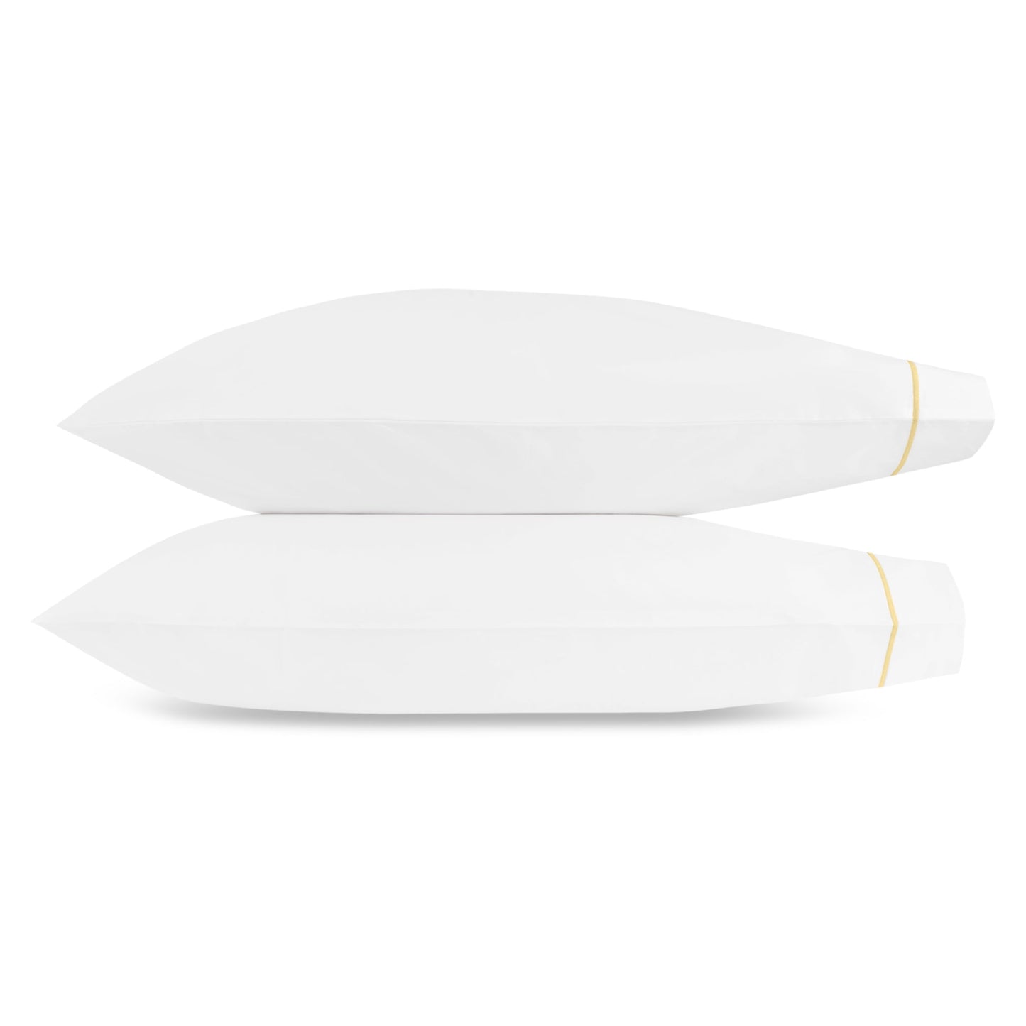 Matouk Bergamo Satin Stitch Bedding Pillowcases Honey Fine Linens