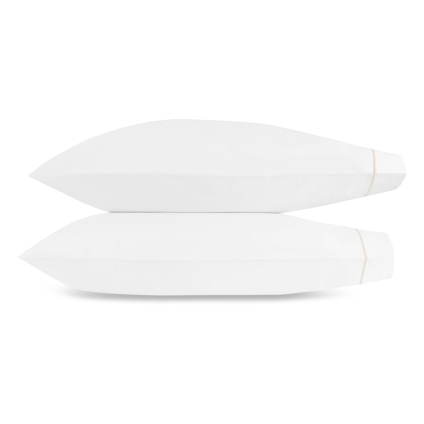 Matouk Bergamo Satin Stitch Bedding Pillowcases Truffle Fine Linens