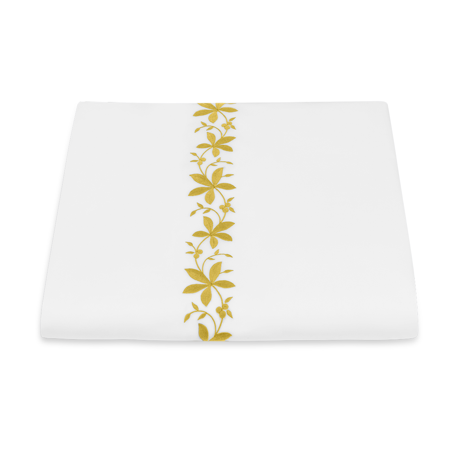 Folded Duvet Cover of Matouk Callista Bedding in Lemon Color