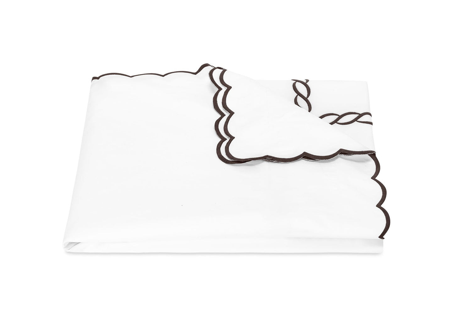 Matouk Classic Chain Scallop Duvet Cover Mocha Fine Linens