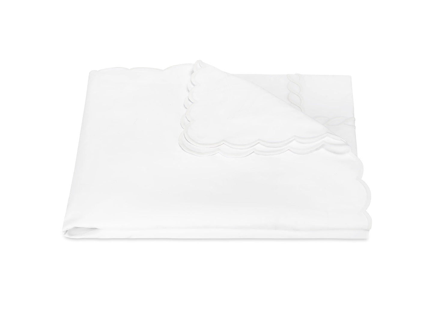Matouk Classic Chain Scallop Duvet Cover White Fine Linens