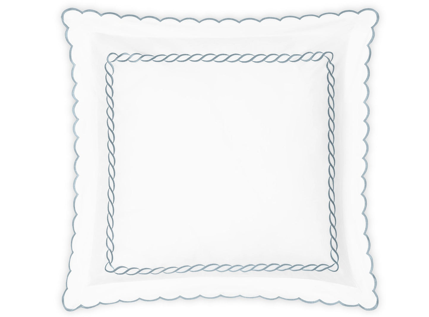 Matouk Classic Chain Scallop Euro Sham Hazy Blue Fine Linens