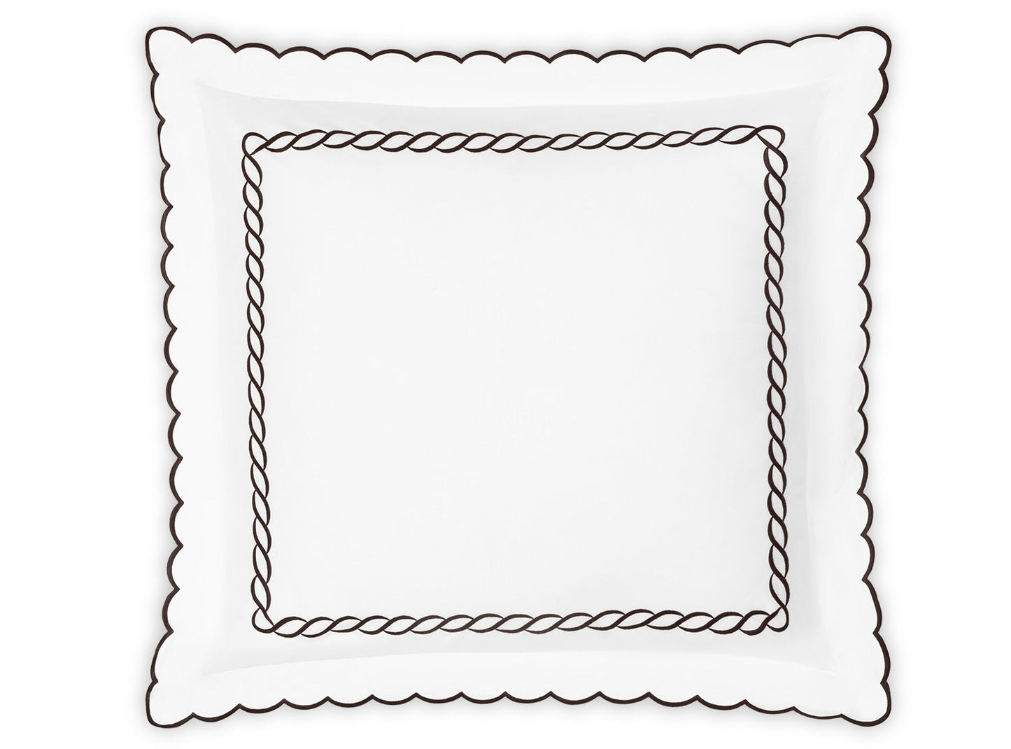 Matouk Classic Chain Scallop Euro Sham Mocha Fine Linens