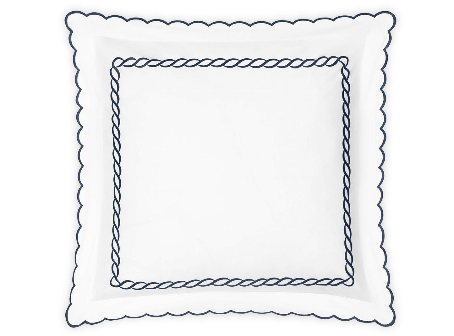 Matouk Classic Chain Scallop Euro Sham Navy Fine Linens