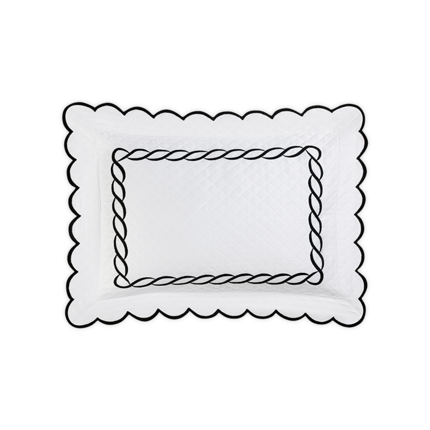 Silo of Matouk Classic Chain Scallop Matelassé Bedding Boudoir Sham in Black