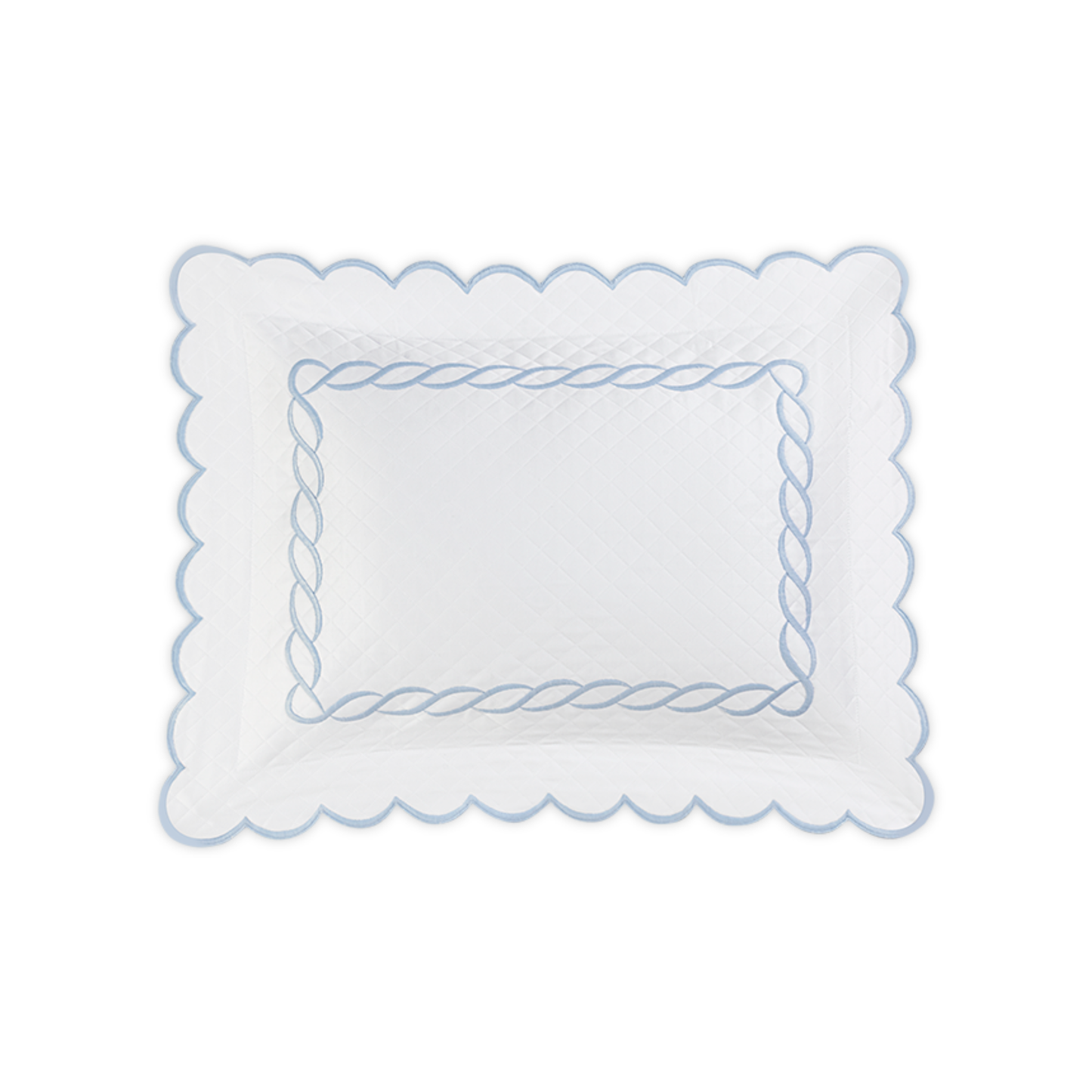 Silo of Matouk Classic Chain Scallop Matelassé Bedding Boudoir Sham in Light Blue